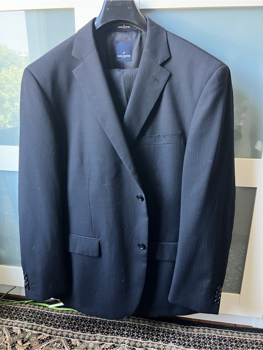 Daniel Hechter Navy Black Pinstripe Two-Button Suit Jacket
